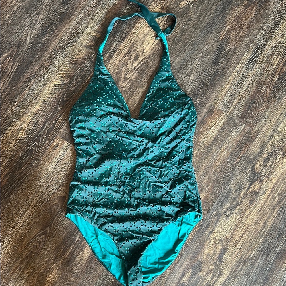 Loft Beach Teal Halter One-Piece Swimsuit